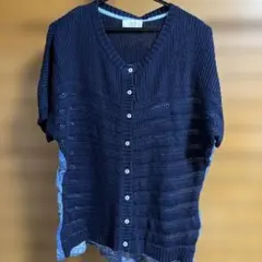 ATSURO TAYAMAネイビー ボタン付き 半袖ニット トップスのサムネイル