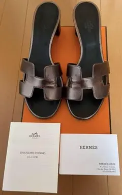 HERMES エルメス オアジス マカサー サンダル レザー ミュール 23 