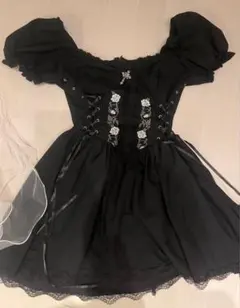 ゴスロリ ドレス 黒 オフショルダー