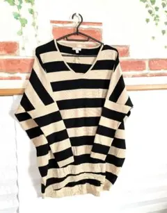 Gap ストライプ 七分袖セーター　ドロップショルダー　オーバーサイズ　薄手