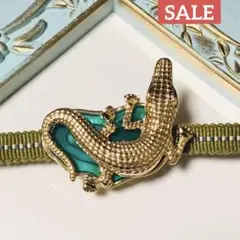 金色のワニ帯留め ✴︎アンティークデザイン❁グリーン限定品です♡⃛໒꒱