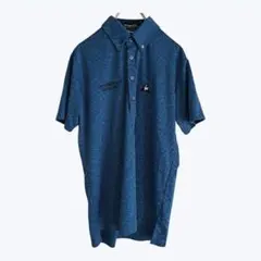 ルコックスポルティフ ゴルフ 半袖ポロシャツ ブルー 総柄 ロゴ刺繍 メンズ