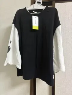 nicohrat 長袖カットソー ブラック×ホワイト 120 ニコフラート