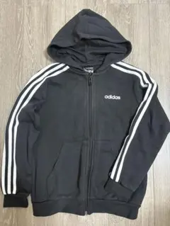 早い者勝ち！！adidas 3本ライン フルジップパーカー 黒　裏起毛