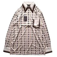 デッドストック 70s Kazac 総柄 プルオーバー 長袖シャツ