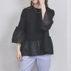 極美品✨ ユナイテッドアローズ フラワーカットジャカード コンビニット ブラック