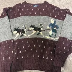 Woolrich XL 90's ウールセーター 犬ぞり柄のサムネイル