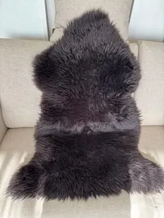 【未使用】ダークブラウン 羊毛 シープスキンラグ 約110x 70cm