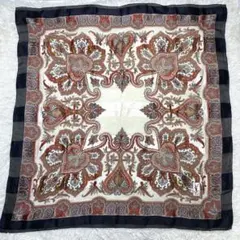 美品】45R インディゴ抜染 花柄 コットン ガーゼ 風呂敷 ストール 大判