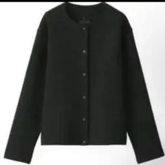 火曜発送新品／無印良品／大きいサイズL二重編み／ブラック／スウェットカーディガン