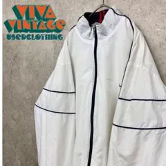 【古着】ナイキ 刺繍ナイロンジャケット ホワイト メンズ2XL