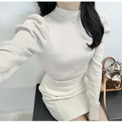 新品未開封 GRL パワショルハイネックリブニットトップス[rut377]
