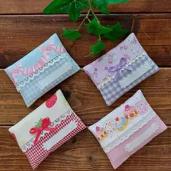 ハンドメイド　④ミニポケットティッシュケース4枚セット　ポケットティッシュカバー
