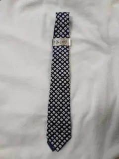 日本製 シルク ネクタイ ネイビー 幾何学模様