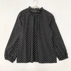 【イエッカベッカ】ブラウス タンドカラーフリル ドット水玉 長袖 Fのサムネイル