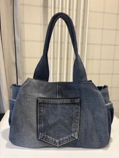 デニムリメイク　2waybag レースアップデニム ブラック　グレー デニムリメイク 2waybag レースアップデニム ブラック グレー - メルカリ