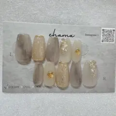 No.4【現品商品】金箔シアーニュアンスネイルチップ 金箔 シェル