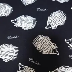 生地　リサラーソン　ハリネズミ　　黒　生地