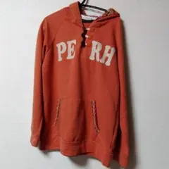 オレンジ フード付きパーカー