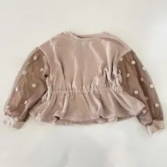 【美品】ペプラム袖チュールトップス　120 長袖　スウェット　マーガレット　刺繍