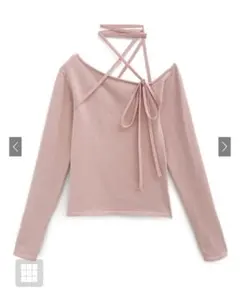 GRL ワンショルダーリボンニットトップス ピンク dr764