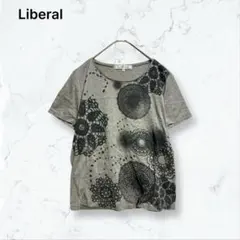 a3924 リベラル Tシャツ グレー 40 綿100% 総柄 日本製のサムネイル