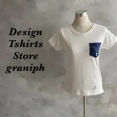 グラニフ Tシャツ 半袖 ローリングパンダ 刺繍 ポケット 白 SS 297