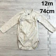 プチバトー ロンパース 12m 74cm 長袖 オーガニックコットン ベビー