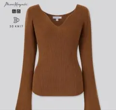 Mame Kurogouchi UNIQLO 3Dリブセーター（長袖）ブラウン