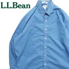 L.L.Bean ウィンドウペンチェック ブルー 長袖シャツ XL