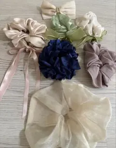 ヘアアクセサリー 7点セット シュシュ、リボン