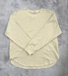 ユニクロ　ワッフル クルーネック Tシャツ　長袖　L