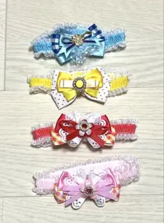 アームホルダー　推しカラー　ピンク　ブルー　ヘアゴム　ゴムバンド　レース　リボン
