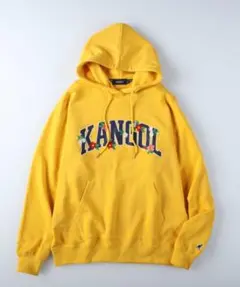 KANGOL 花柄刺繍 フード付きパーカー イエロー