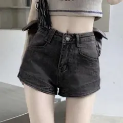 SHEIN 37802641 レディース 短パン ポケット付き デニム