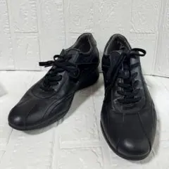 ホーキンススポーツ 厚底 レザースニーカー ブラック 黒 24cm