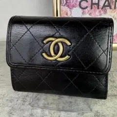 香奈兒 菱格紋 羊皮 三摺皮夾 零錢包