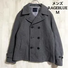 レイジーブルー ピーコート ウール ショート丈 グレー ダブルブレスト
