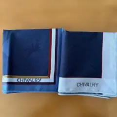 新品　CHIVALRY ネイビー ストライプ 面部ハンカチ2枚セット