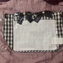 【未使用】ザッカマートA4 2wayハンドルフリルトートバッグ　チェックブラック