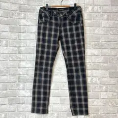 テーパードパンツ M グレー チェック カジュアル 脚長効果 オフィカジ 楽チンのサムネイル