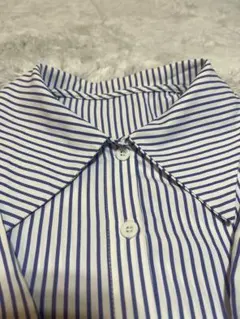 ストライプ 半袖シャツ ビッグカラー