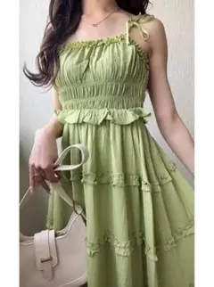 ワッシャーティアードフリルワンピース