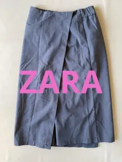 ZARAスリットスカート　ネイビー　XSのサムネイル