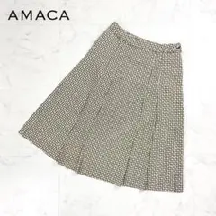 美品 アマカ 総柄プリントフレアスカート イエロー系 サイズ36*CD1229のサムネイル