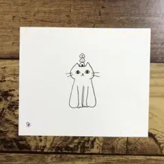 【1189】【白猫の絵】オリジナル手描きアナログイラスト原画　自作創作アート作品