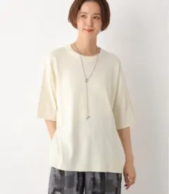 ニット セーター 14ゲージ5分袖クルーネック　987572 レディース