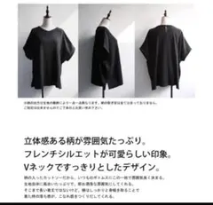 antiqua パターントルソ Vネックワイドトップス ブラックのサムネイル