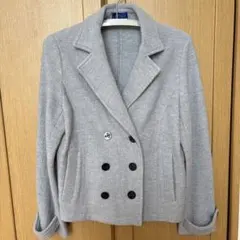 グレー ダブルブレスト ウールジャケット