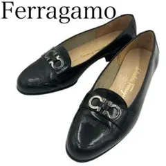Ferragamo ガンチーニ レザー　ローファー シルバー金具　22㎝